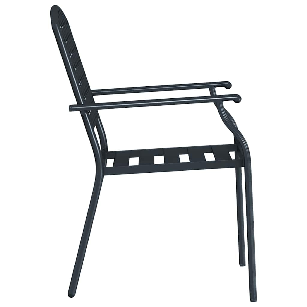 Anthracite Powder-Coated Steel Stacking Chairs Set of 2 V578