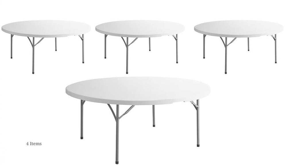 White 6-ft Plastic Folding Round Table W354331