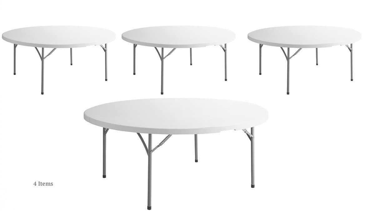 White 6-ft Plastic Folding Round Table W354331