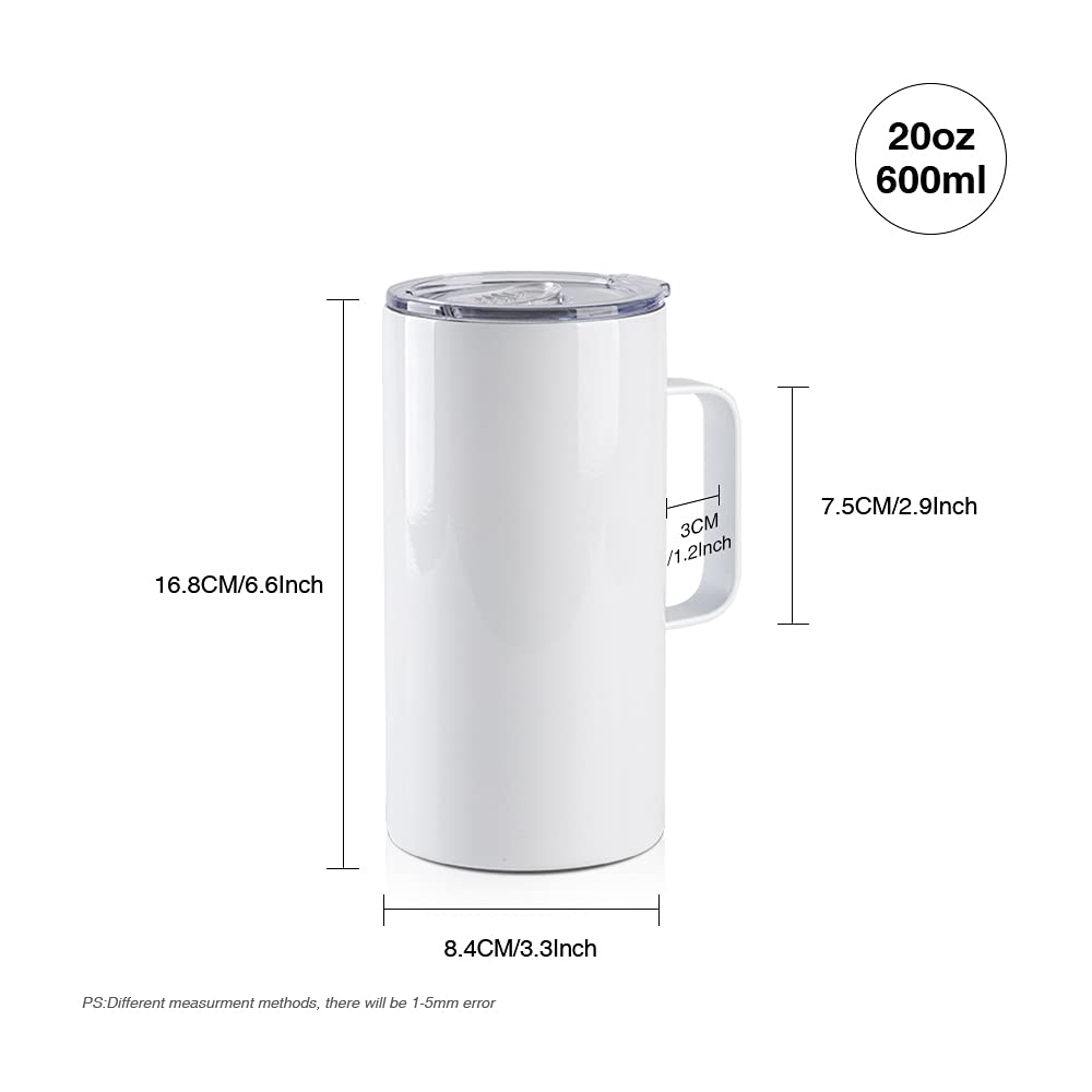 4 Pack 20 OZ Sublimation Tumblers with Printable Handle U6093