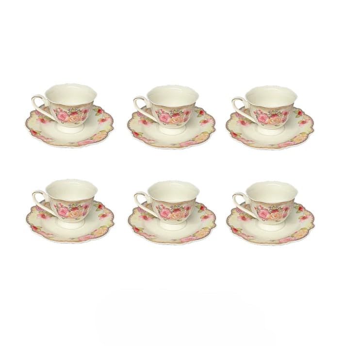 12 Piece Porcelain Tea Cup and Saucer Set A376103