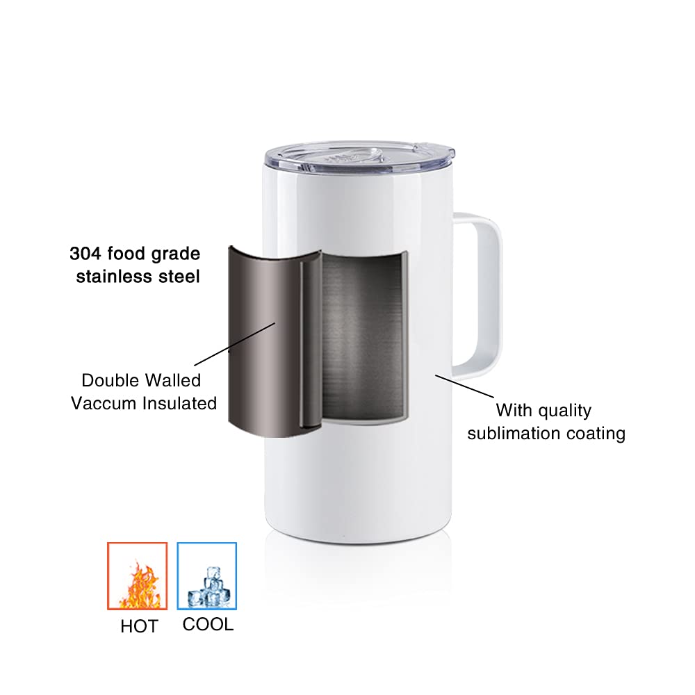 4 Pack 20 OZ Sublimation Tumblers with Printable Handle U6093