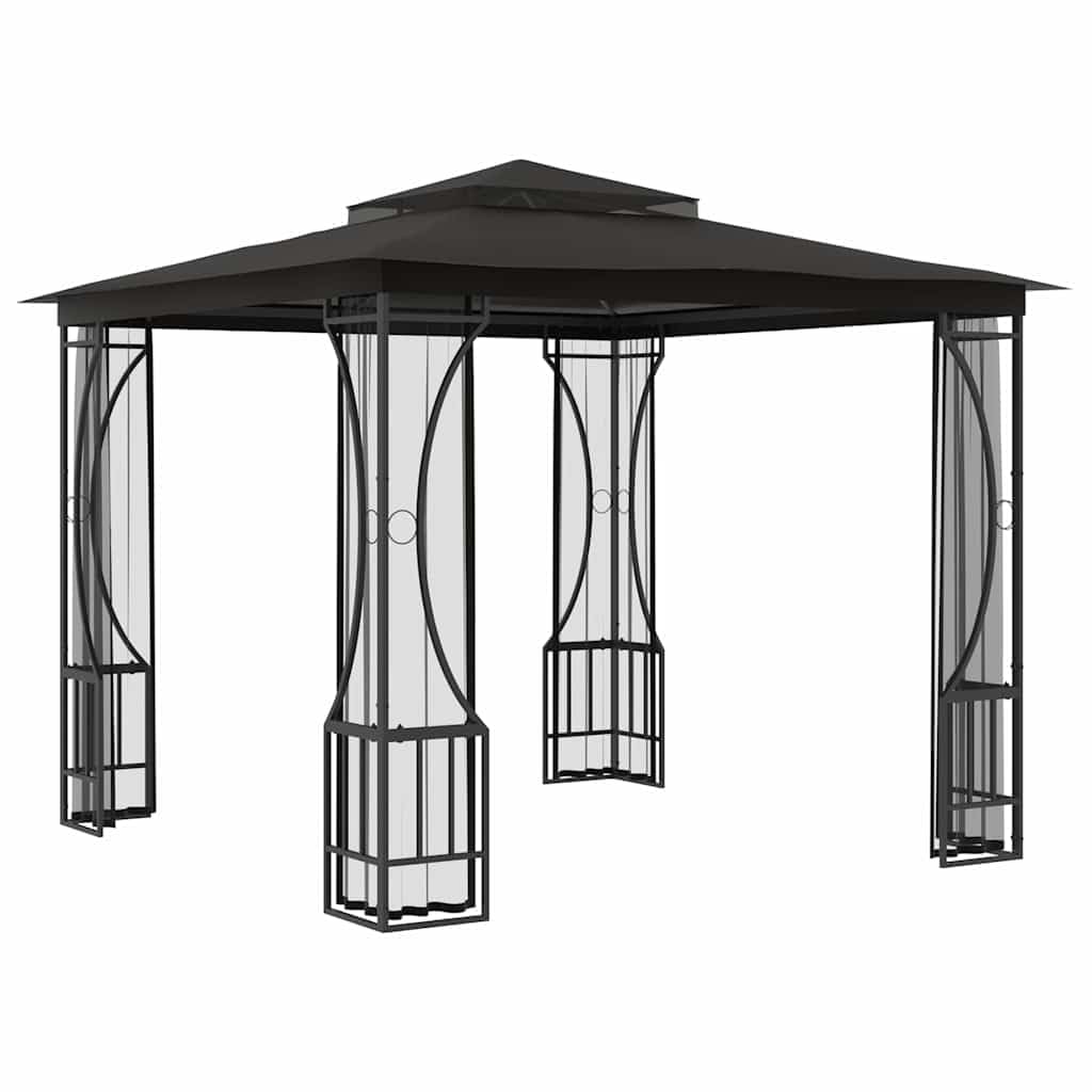 Gazebo with Nets 9.8x9.8x8.7 ft Anthracite Steel Frame Z131638
