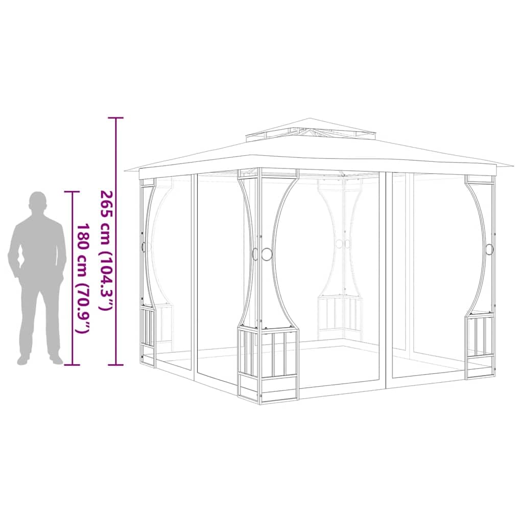 Gazebo with Nets 9.8x9.8x8.7 ft Anthracite Steel Frame Z131638
