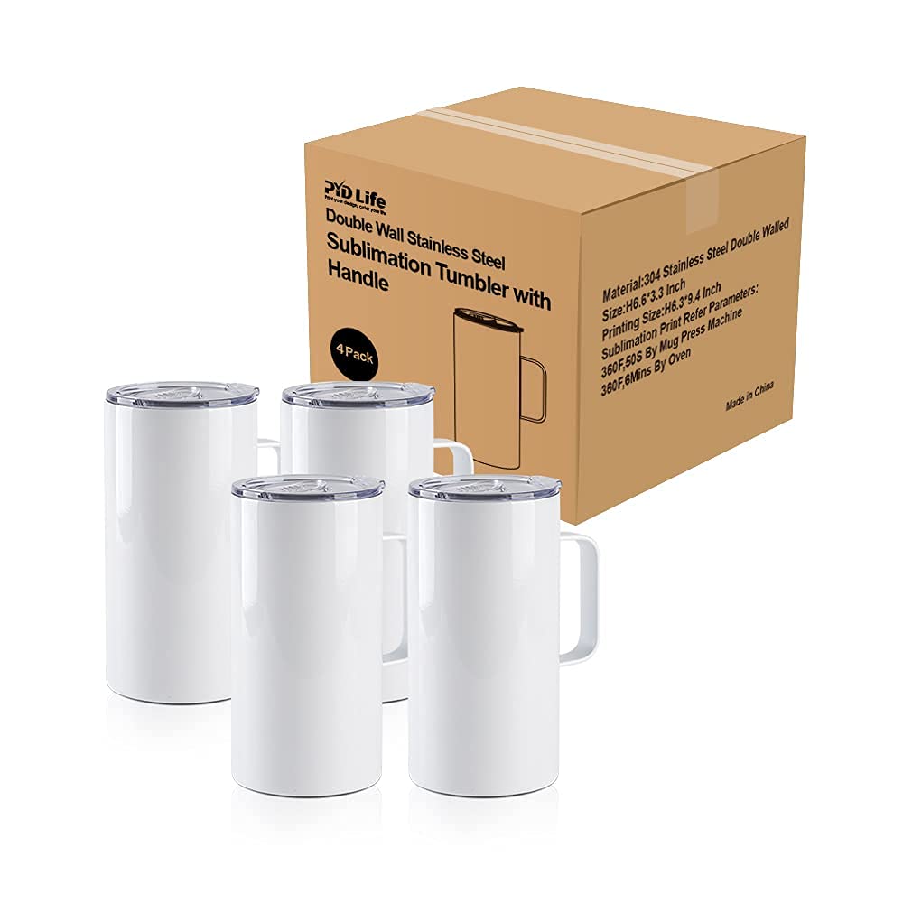 4 Pack 20 OZ Sublimation Tumblers with Printable Handle U6093