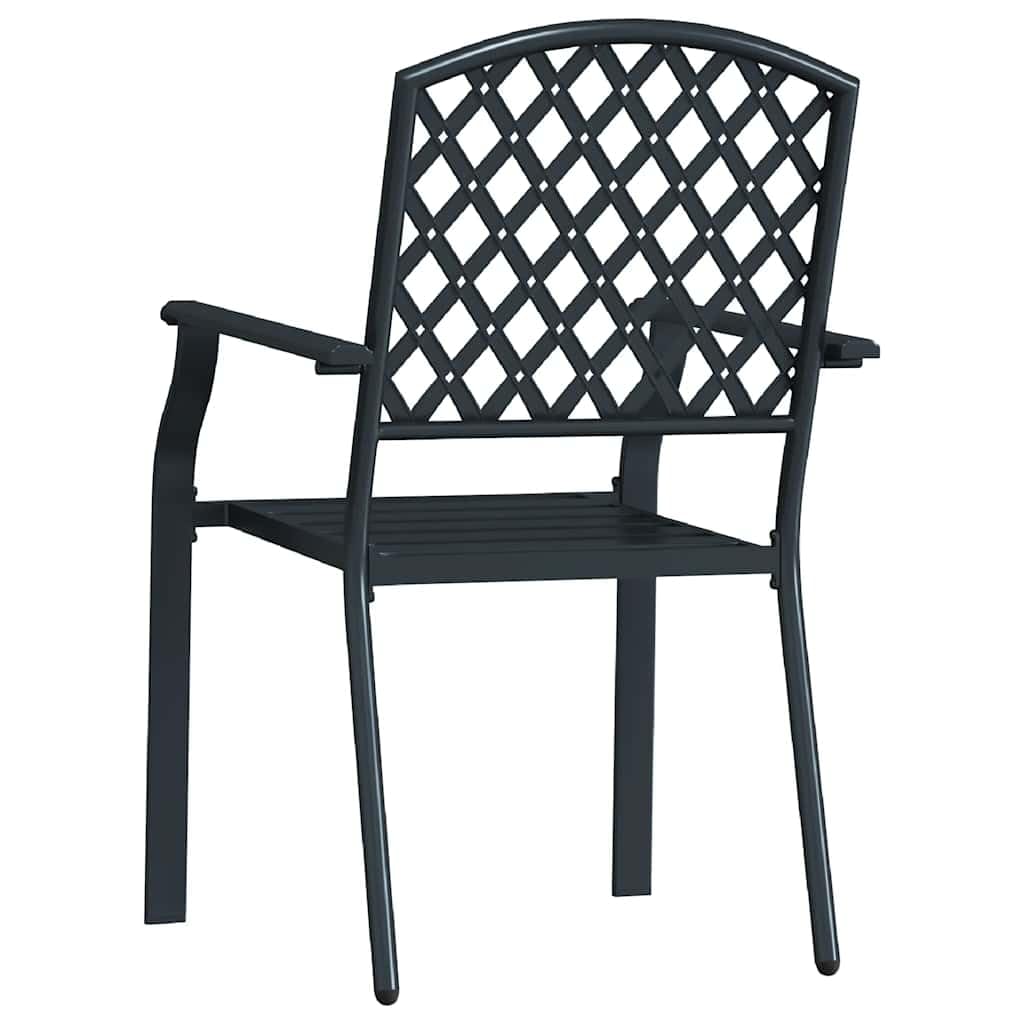 Anthracite Powder-Coated Steel Stacking Chairs Set of 2 V578