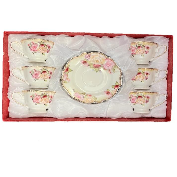 12 Piece Porcelain Tea Cup and Saucer Set A376103
