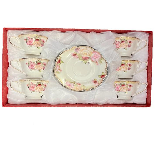 12 Piece Porcelain Tea Cup and Saucer Set A376103