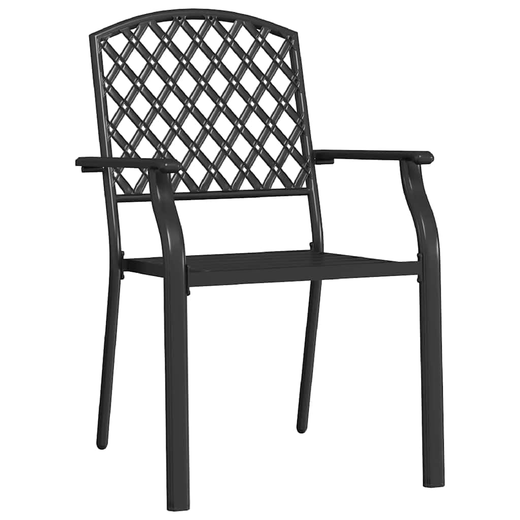 Anthracite Powder-Coated Steel Stacking Chairs Set of 2 V578
