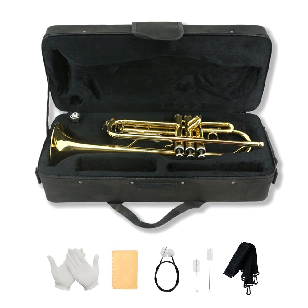 Bb Trumpet Standard Kit with Carrying Case 7C Mouthpiece Clean Cloth Gloves Brass Instrument Z477