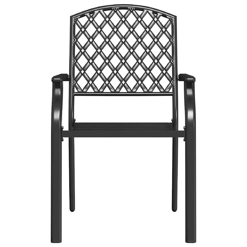 Anthracite Powder-Coated Steel Stacking Chairs Set of 2 V578