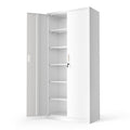 White Metal Storage Cabinet with 2 Doors and 5 Adjustable Shelves Y72143