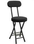 Black Cushioned Folding Stool with Backrest Z1636