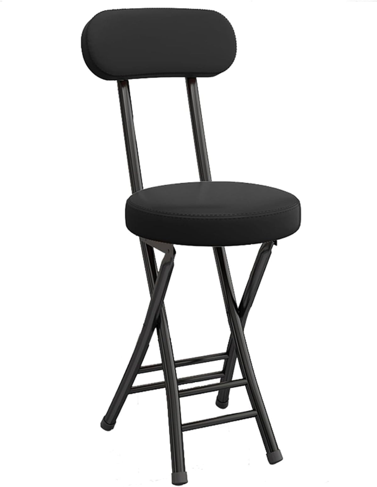 Black Cushioned Folding Stool with Backrest Z1636