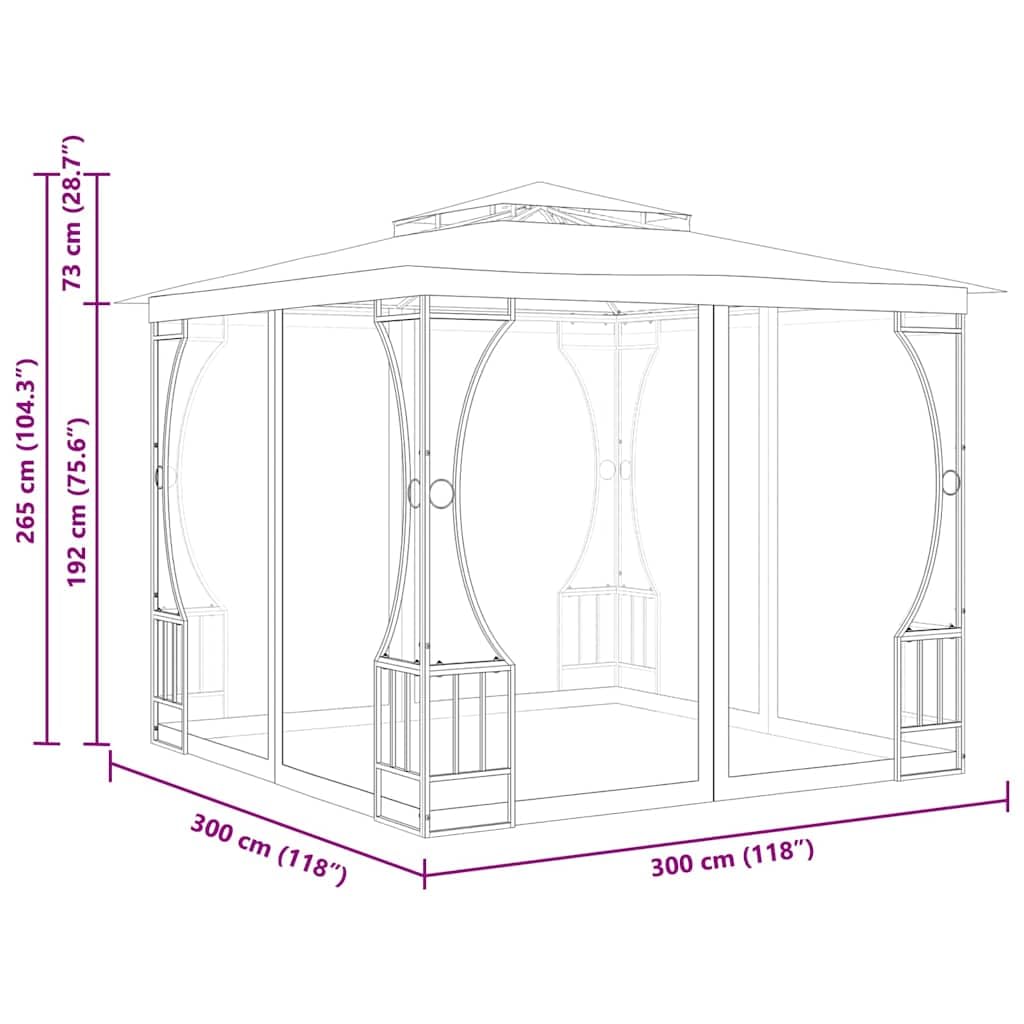 Gazebo with Nets 9.8x9.8x8.7 ft Anthracite Steel Frame Z131638