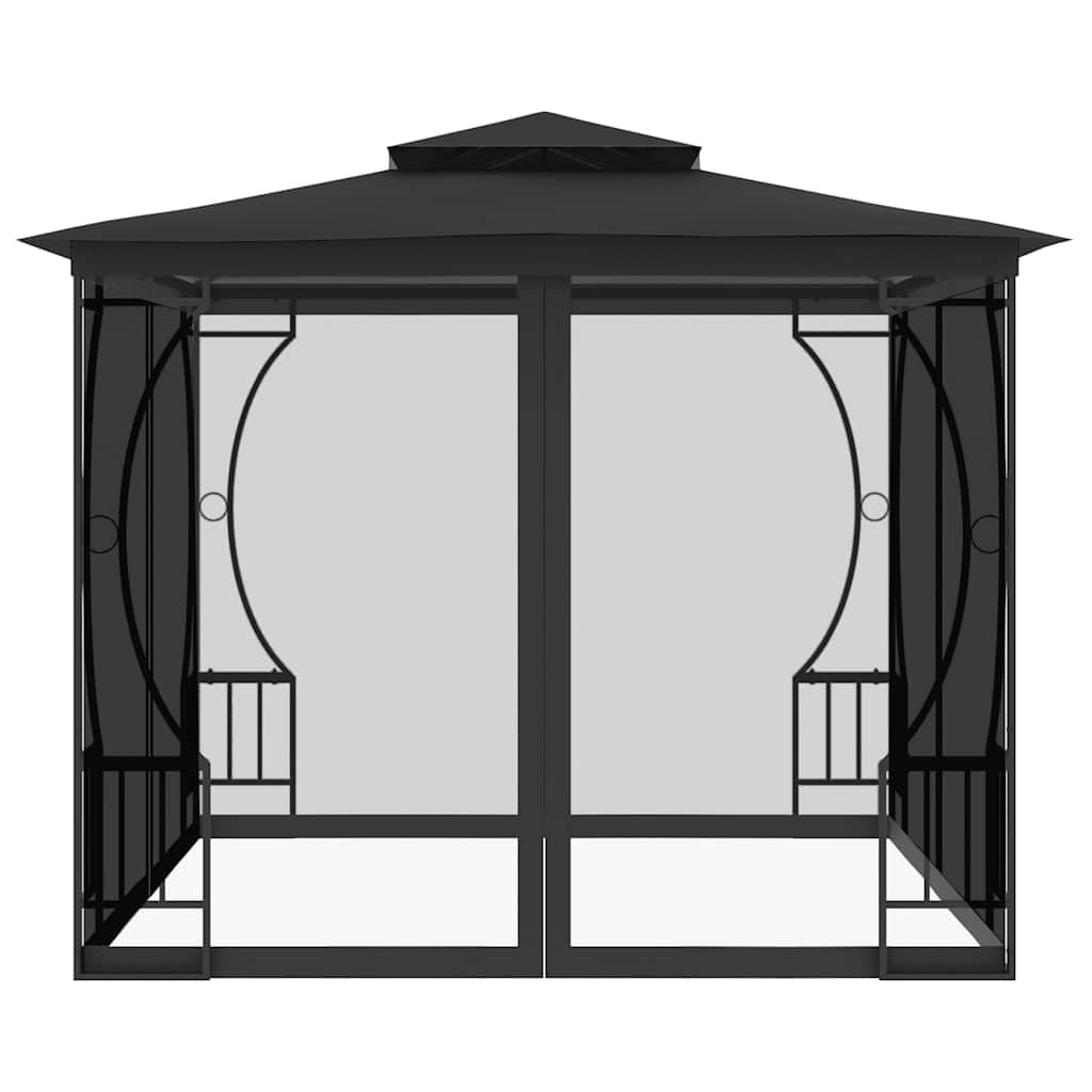 Gazebo with Nets 9.8x9.8x8.7 ft Anthracite Steel Frame Z131638