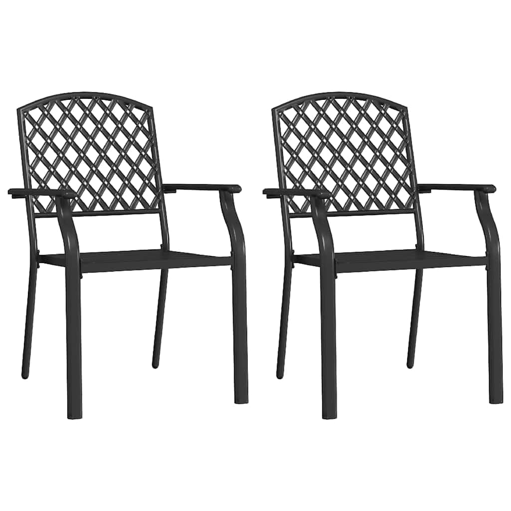 Anthracite Powder-Coated Steel Stacking Chairs Set of 2 V578