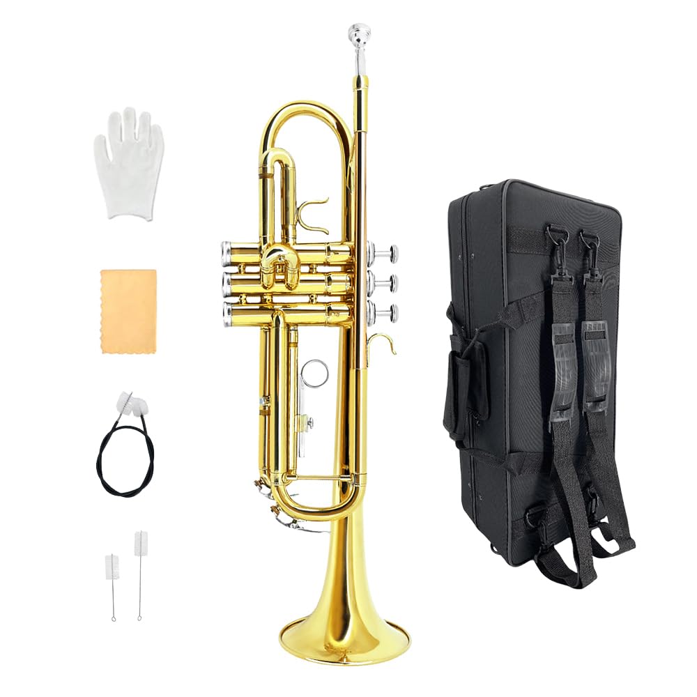 Bb Trumpet Standard Kit with Carrying Case 7C Mouthpiece Clean Cloth Gloves Brass Instrument Z477