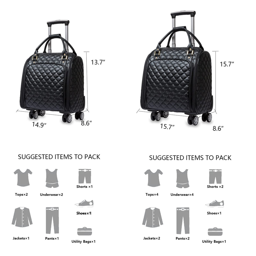 Leather Expandable Spinner Underseat Carry On Luggage U457552
