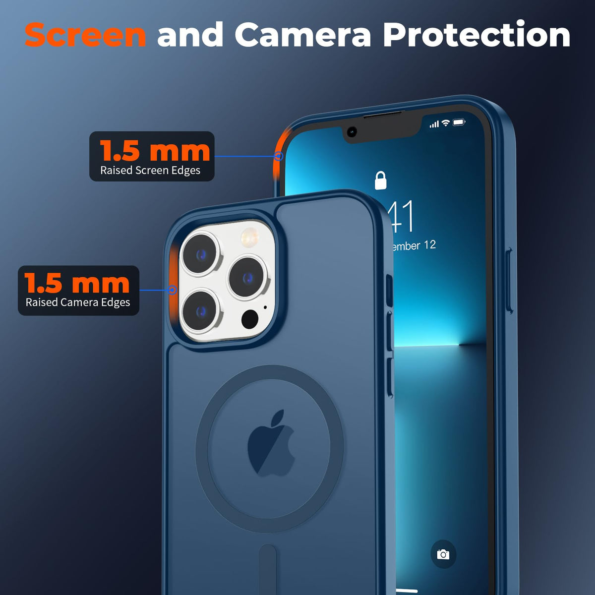 Magnetic iPhone 13 Pro Max Case Dark Blue B750