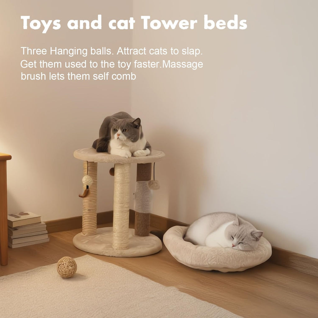 Small Cat Tree with Scratching Post and Soft Bed J6843