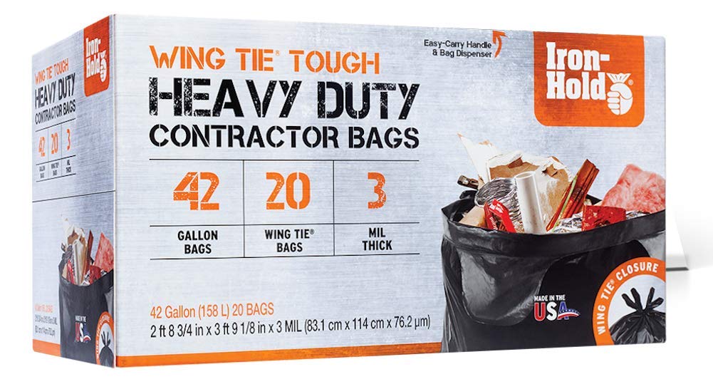 42 Gallon 20 Bags Black Heavy Duty Trash Bags Z603