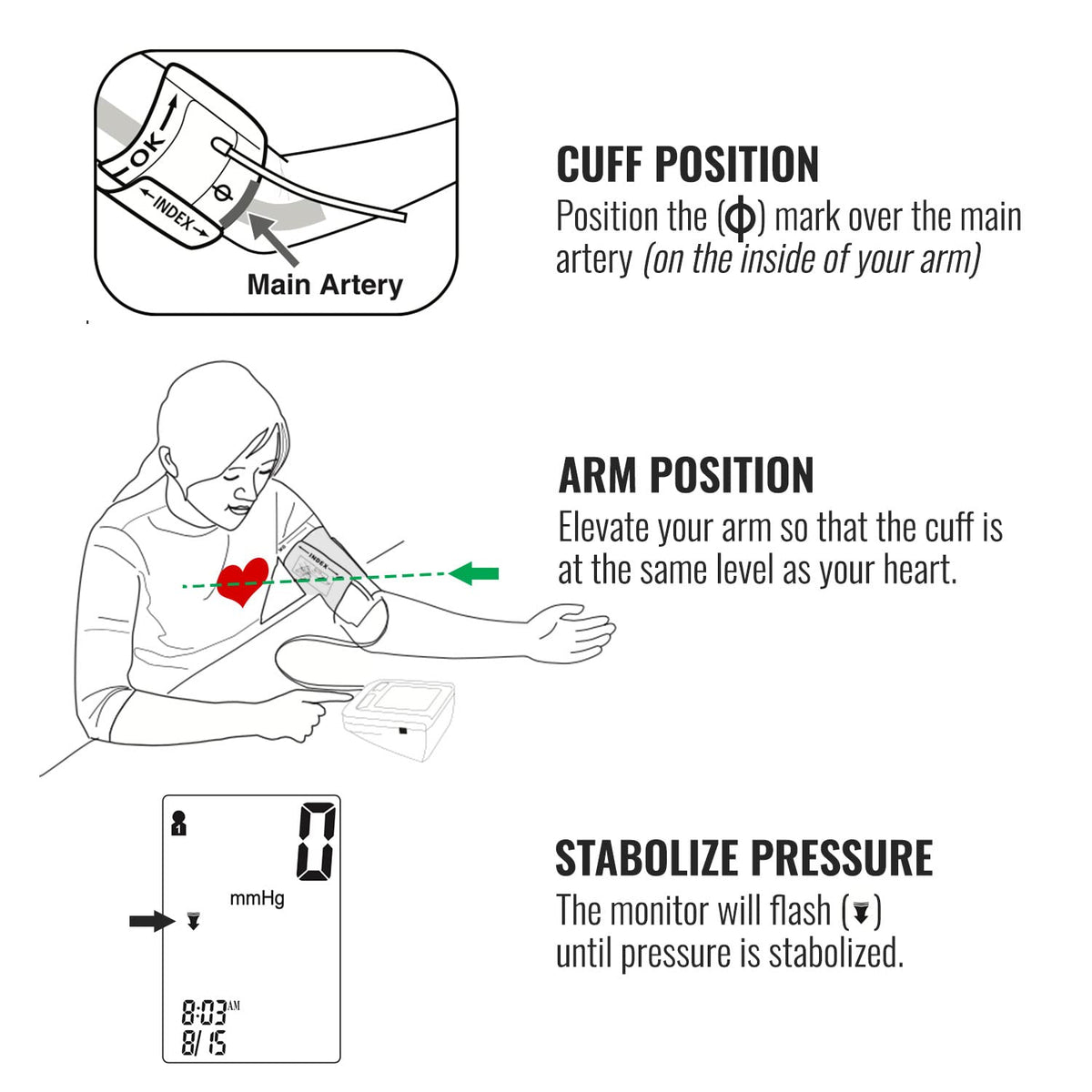 Digital Blood Pressure Monitor with Automatic Upper Arm Cuff Q571