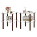 Square End Table Set of 2, 2-Tier Glass Top Sofa Side Table A641010