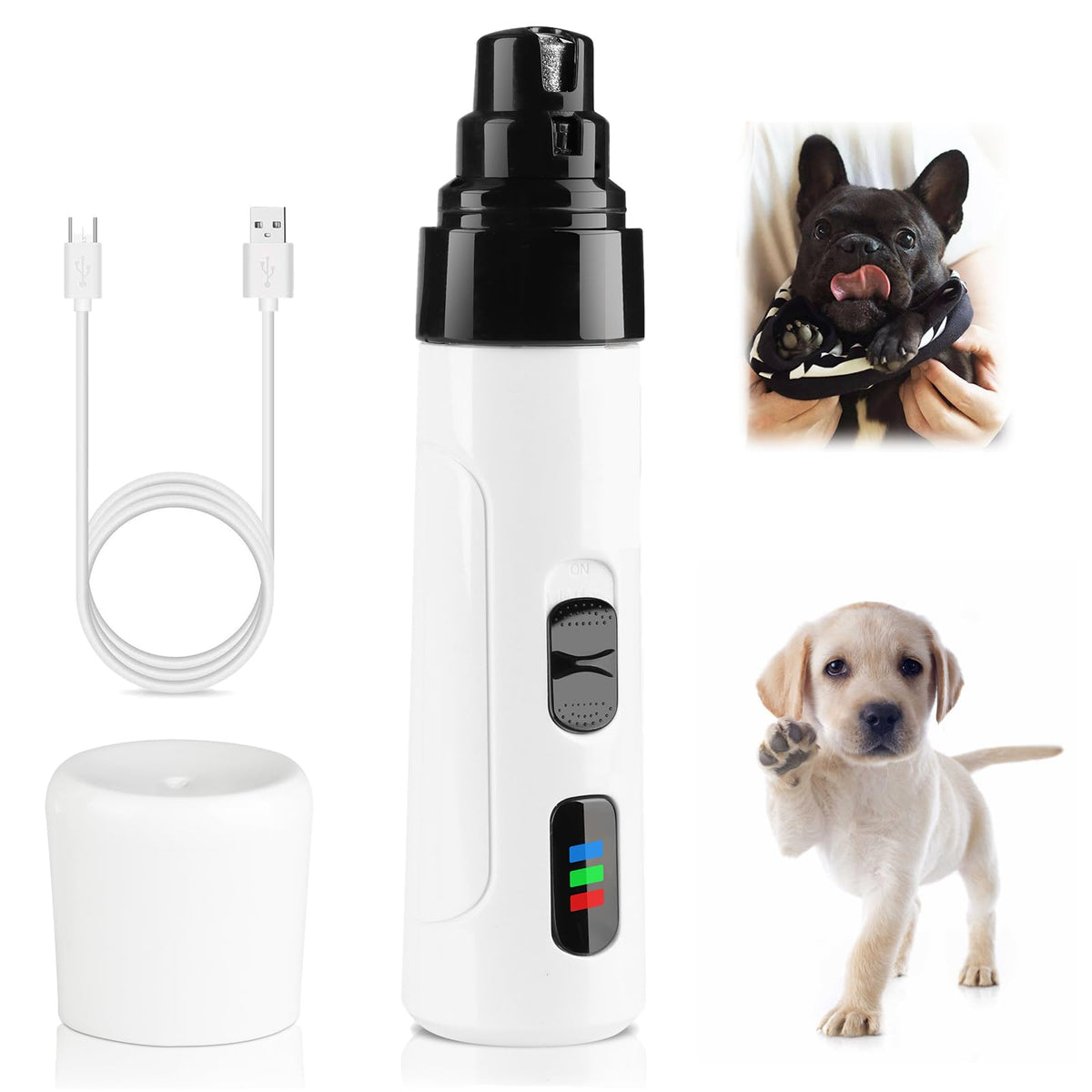2-Speed Rechargeable Quiet Electric Pet Nail Grinder D9905