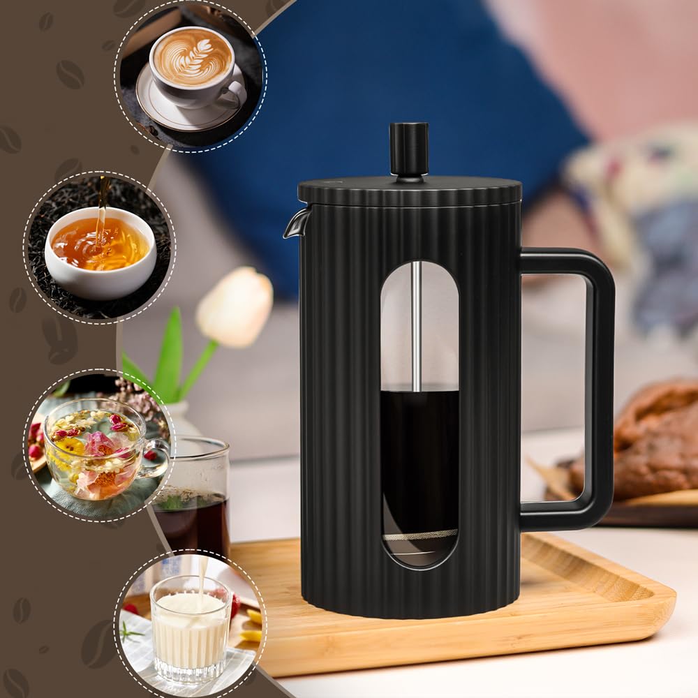 French Press Coffee Maker 12OZ Borosilicate Glass F216