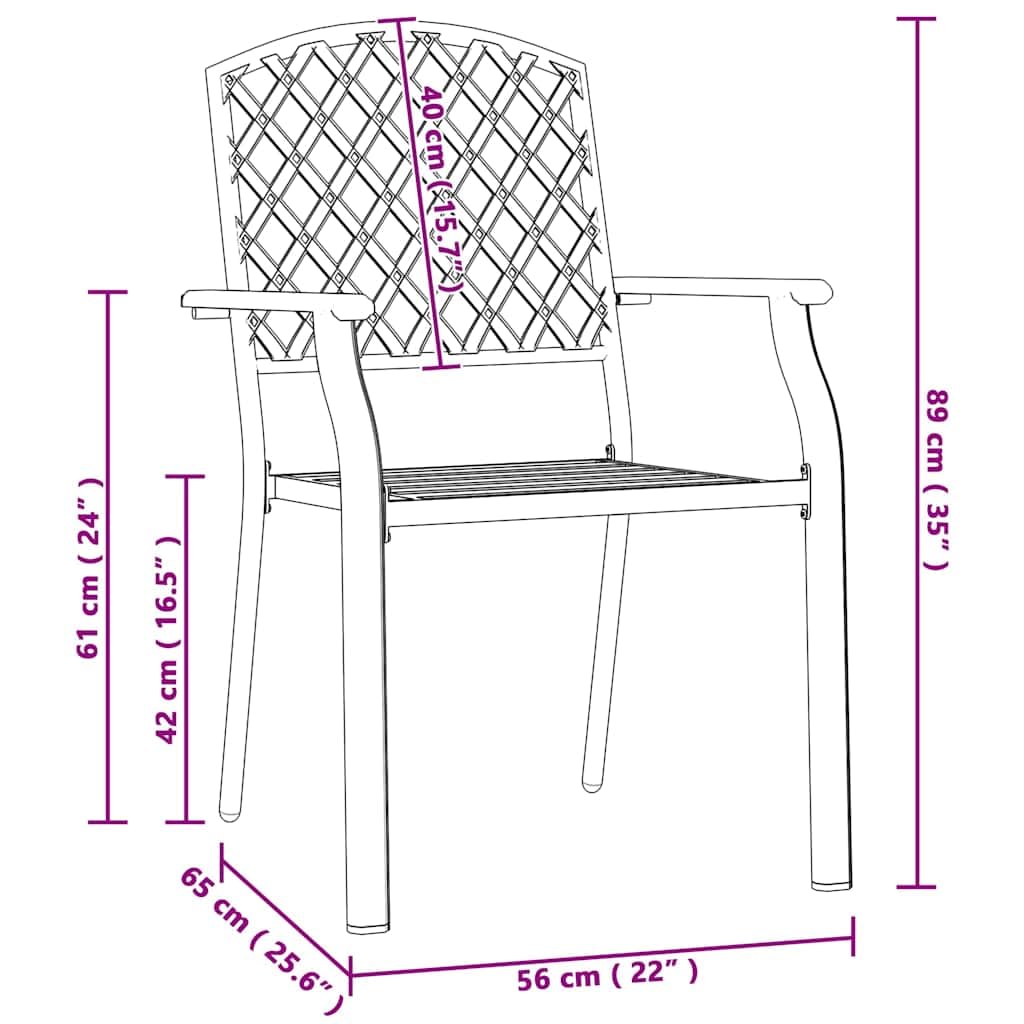 Anthracite Powder-Coated Steel Stacking Chairs Set of 2 V578