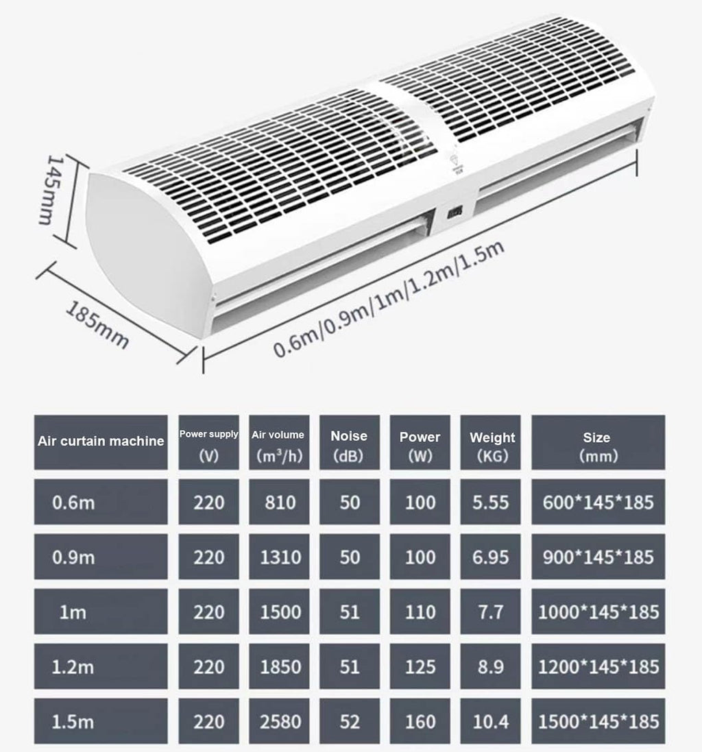 Over Door Air Curtain Fan with Remote Control 60cm M875