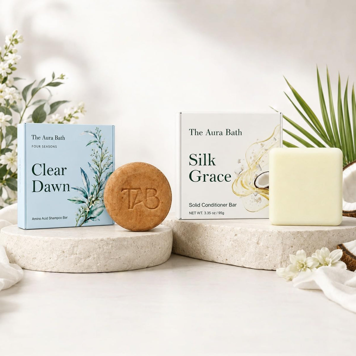 Anti-Dandruff Shampoo and Silk Conditioner Bar Set Sulfate-Free 2-Pack J185