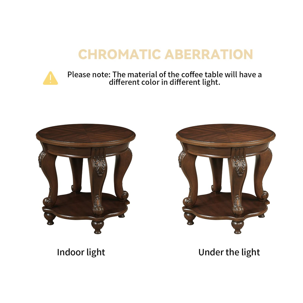 2 Tier Round Wood End Table F7662