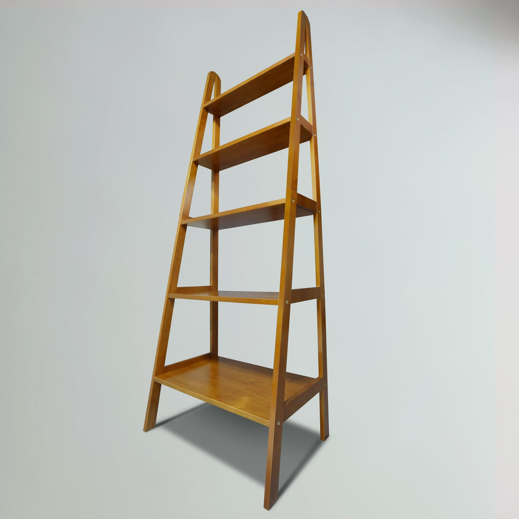 Solid Wood 5-Shelf Ladder Bookcase Q664960