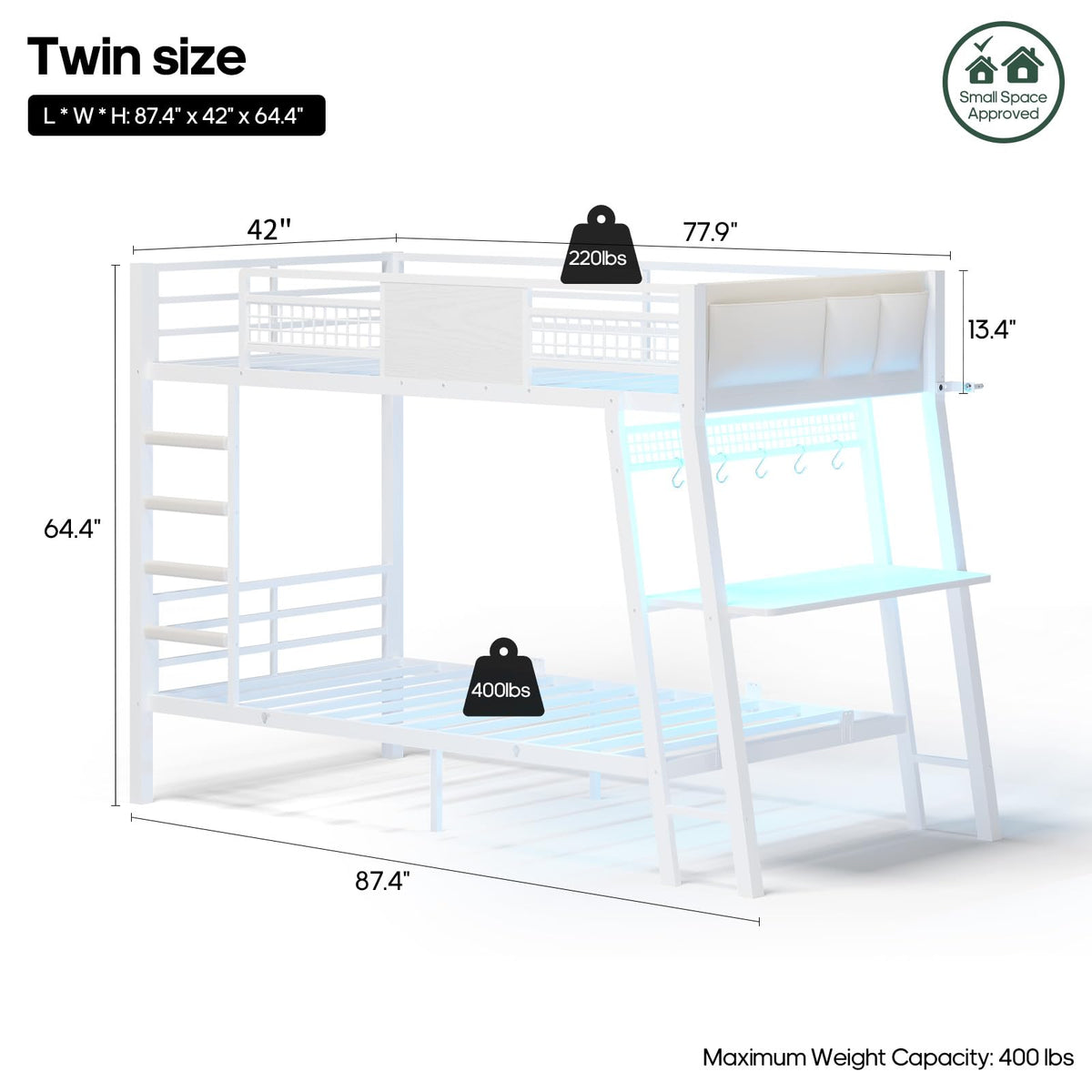 Twin Over Twin Bunk Beds with Desk D1368