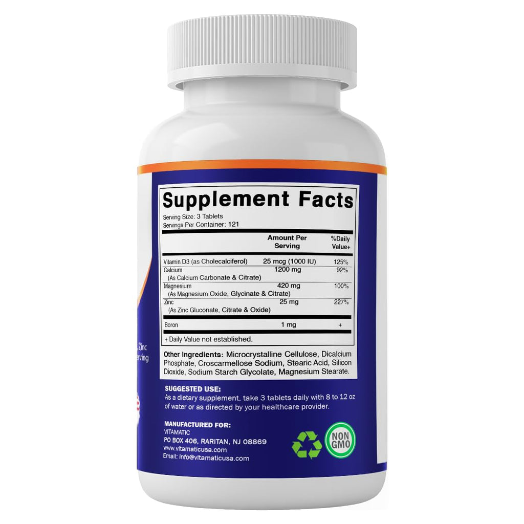 Calcium Magnesium Zinc D3 Boron 365 Coated Tablets Supplement R8738