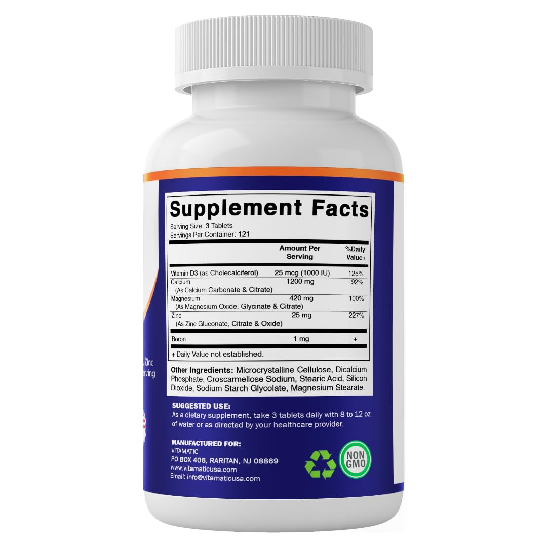 Calcium Magnesium Zinc D3 Boron 365 Coated Tablets Supplement R8738