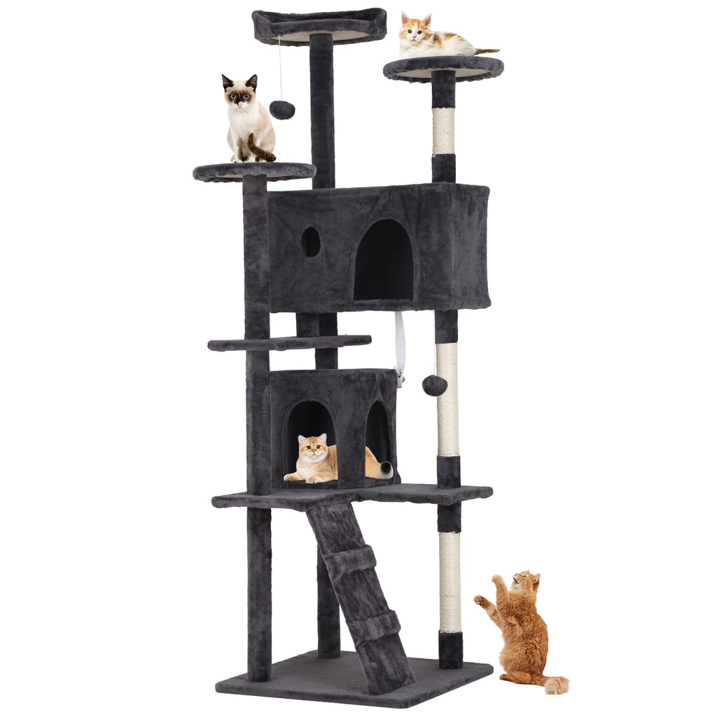 70 Inch Tall Dark Grey Cat Tree Cat Climbing Tower G103