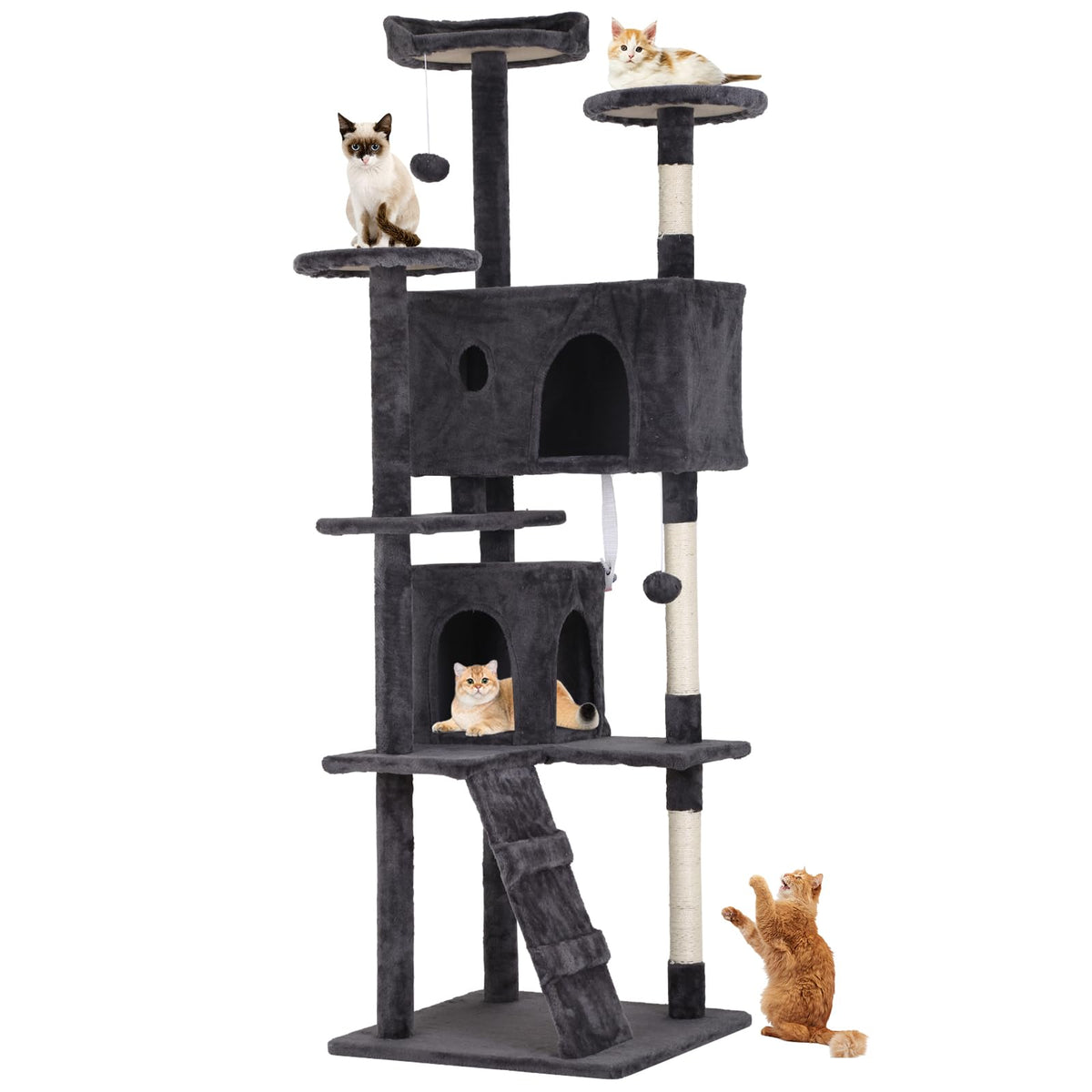 70 Inch Tall Dark Grey Cat Tree Cat Climbing Tower G103