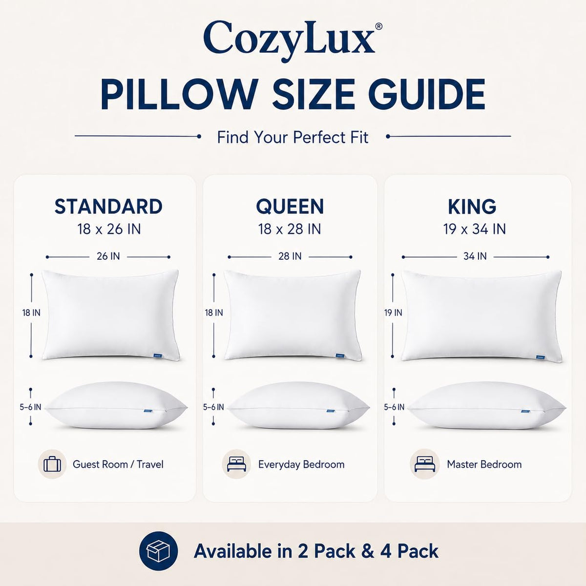 King Size Set of 2 Bed Pillows A785