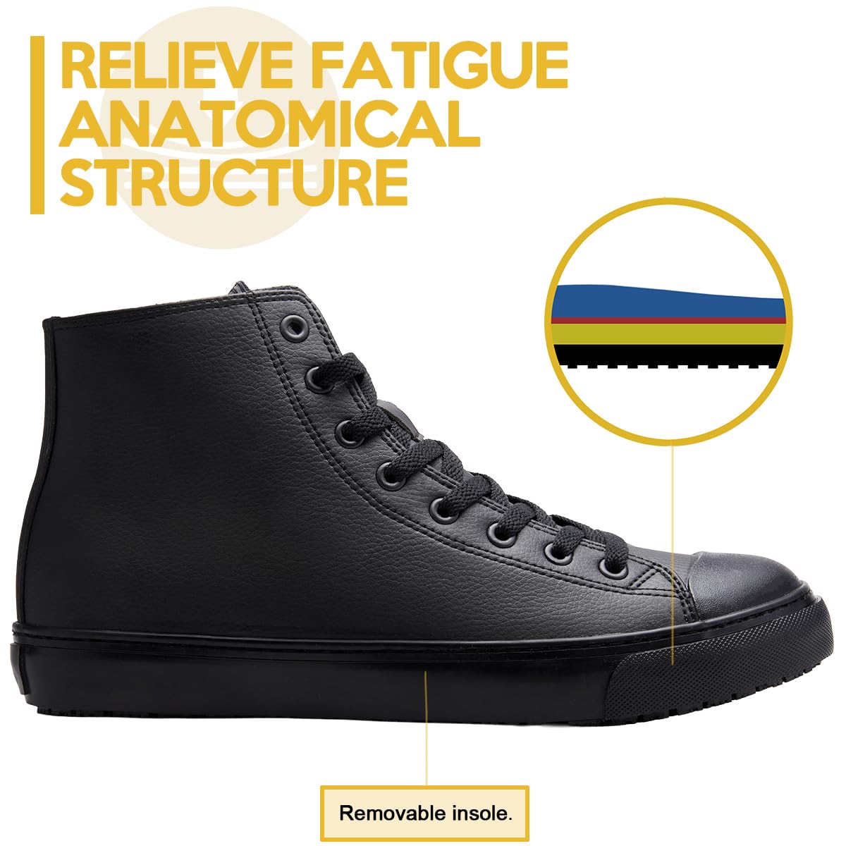 Black Waterproof Non-Slip Leather Work Shoes N3104