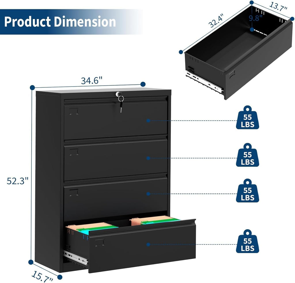 4 Drawer Metal File Cabinet with Lock O188797