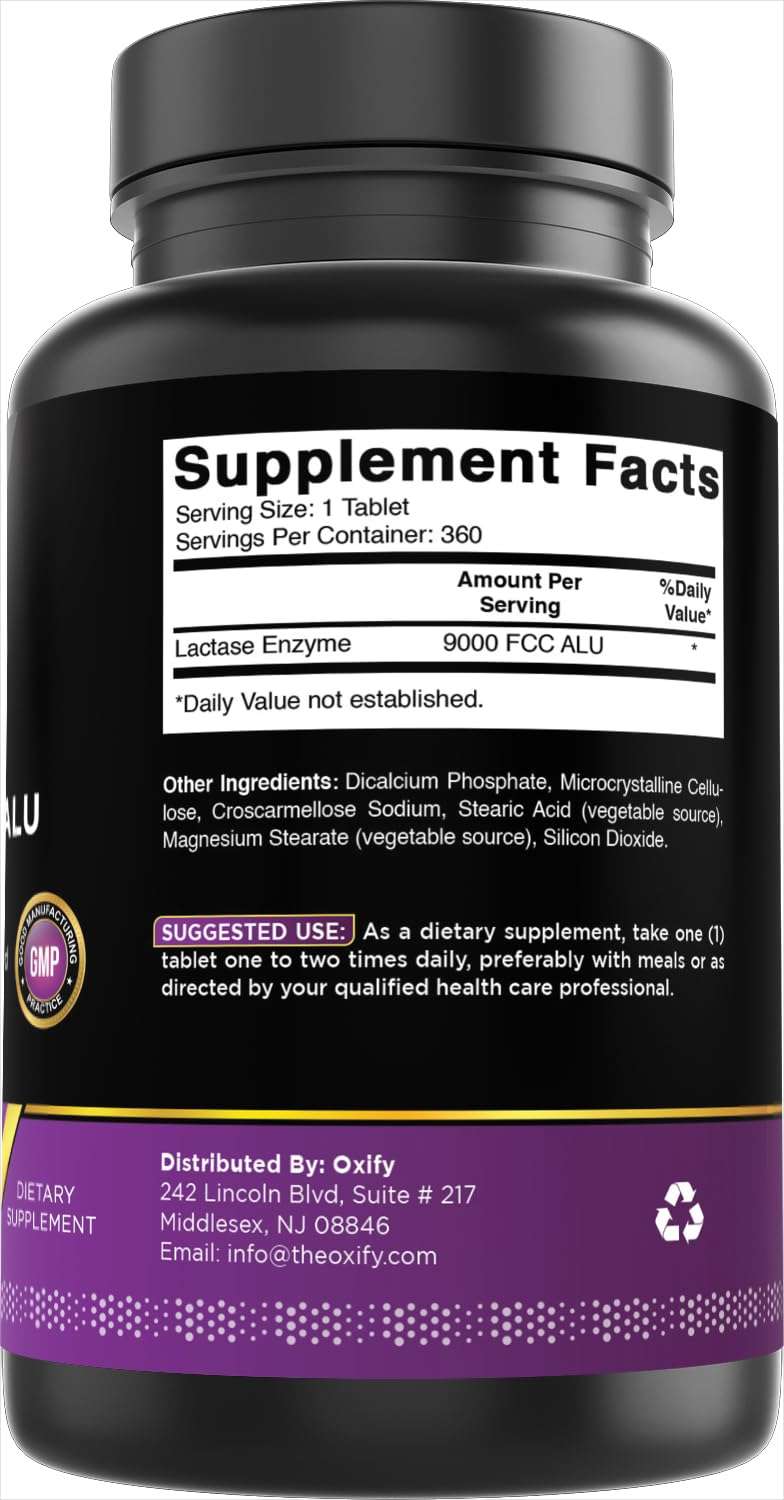 Lactase Enzyme 9000 FCC 360 Tablets Gluten-Free Non-GMO R494168