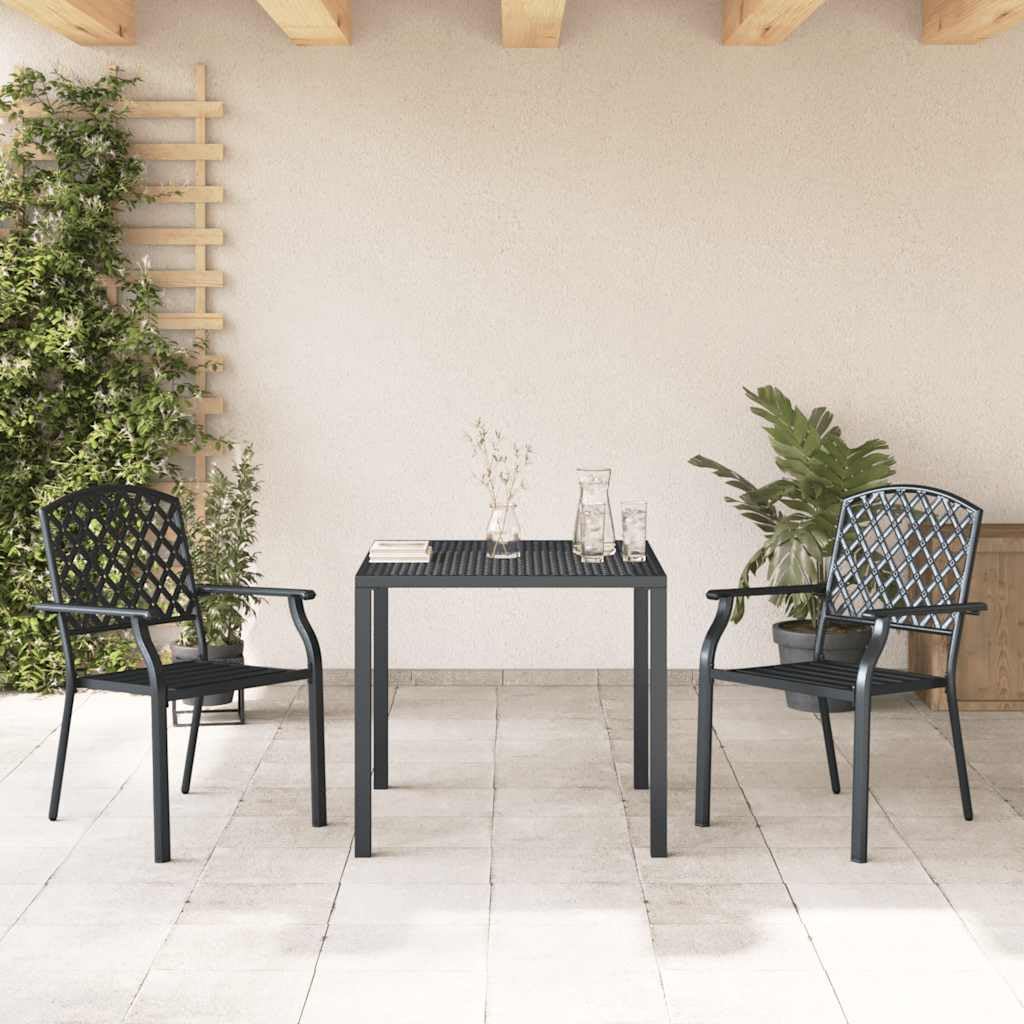 Anthracite Powder-Coated Steel Stacking Chairs Set of 2 V578