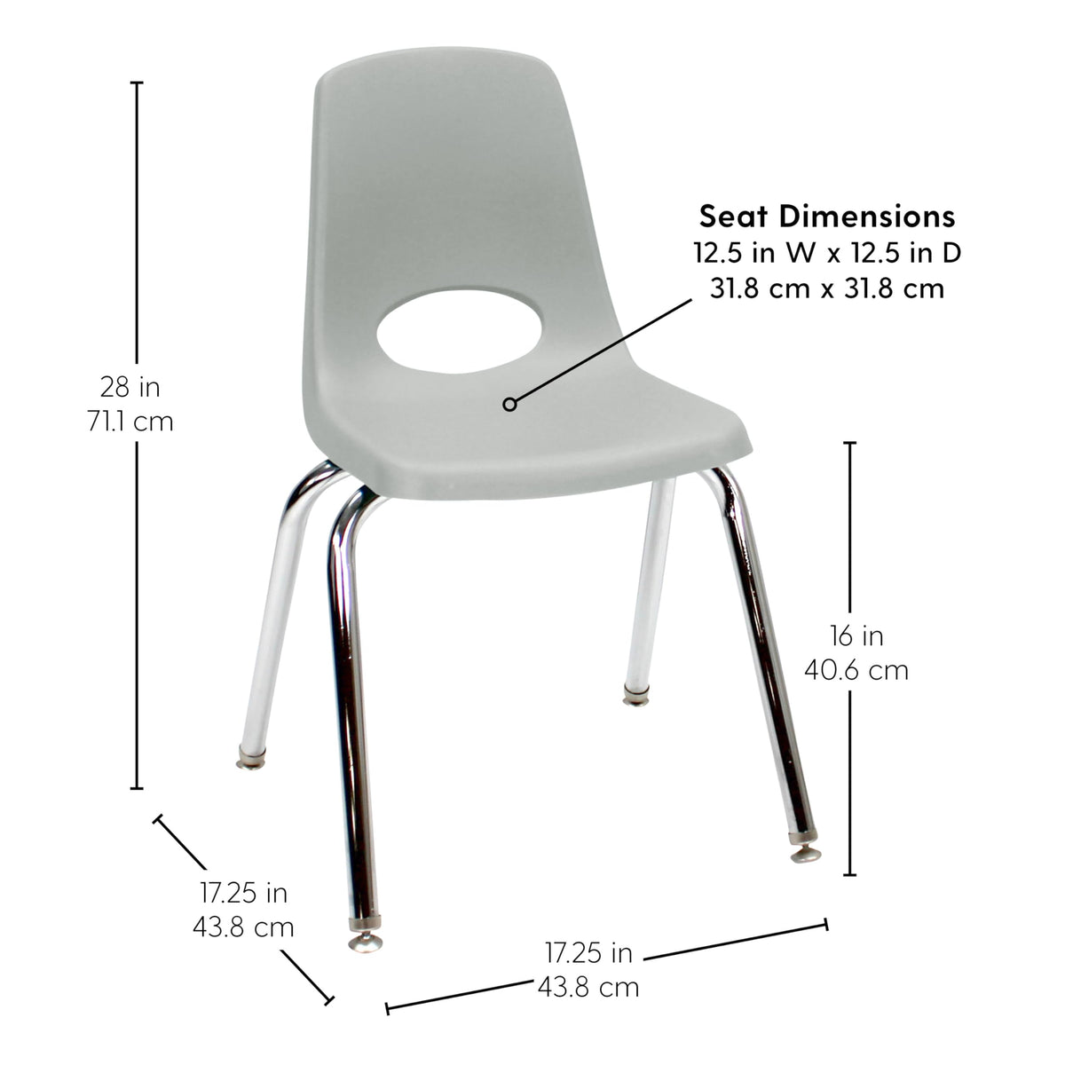 16" Light Gray School Stack Chair 2-Pack J629790