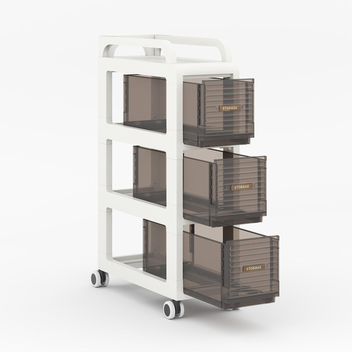 7.87" Wide Slim Bathroom Storage with Drawers and Wheels S66163