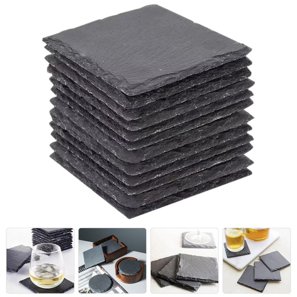 Natural Stone Drink Coasters 12 Pcs Square K165527