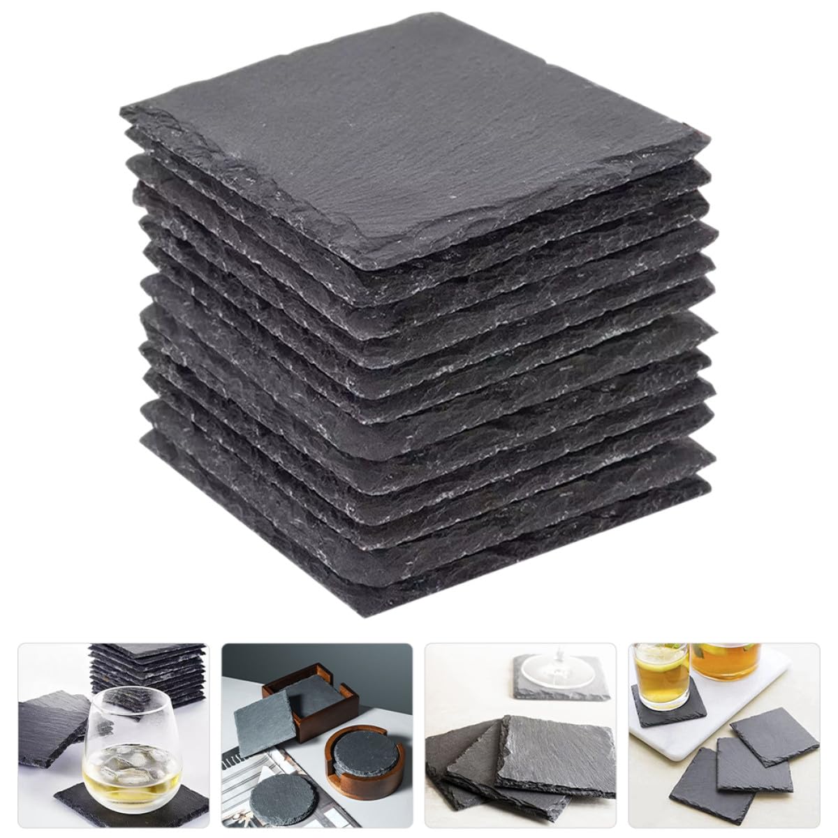 Natural Stone Drink Coasters 12 Pcs Square K165527
