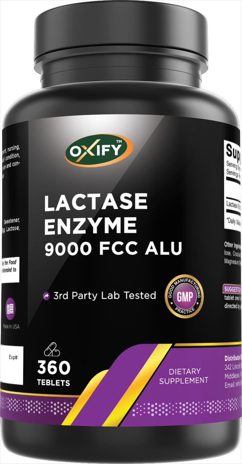 Lactase Enzyme 9000 FCC 360 Tablets Gluten-Free Non-GMO R494168